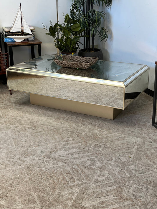 Modern Mirrored Glass Coffee Table