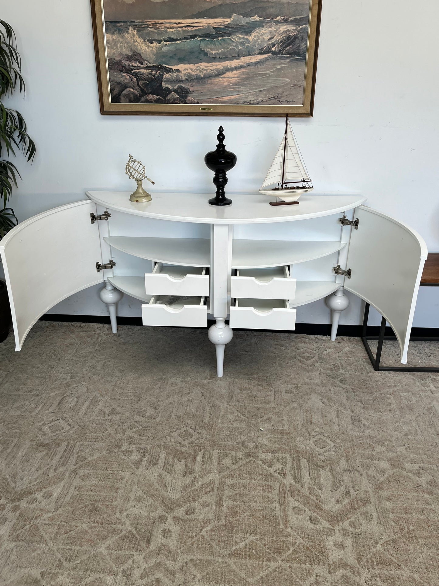 Modern White Demilune Sideboard