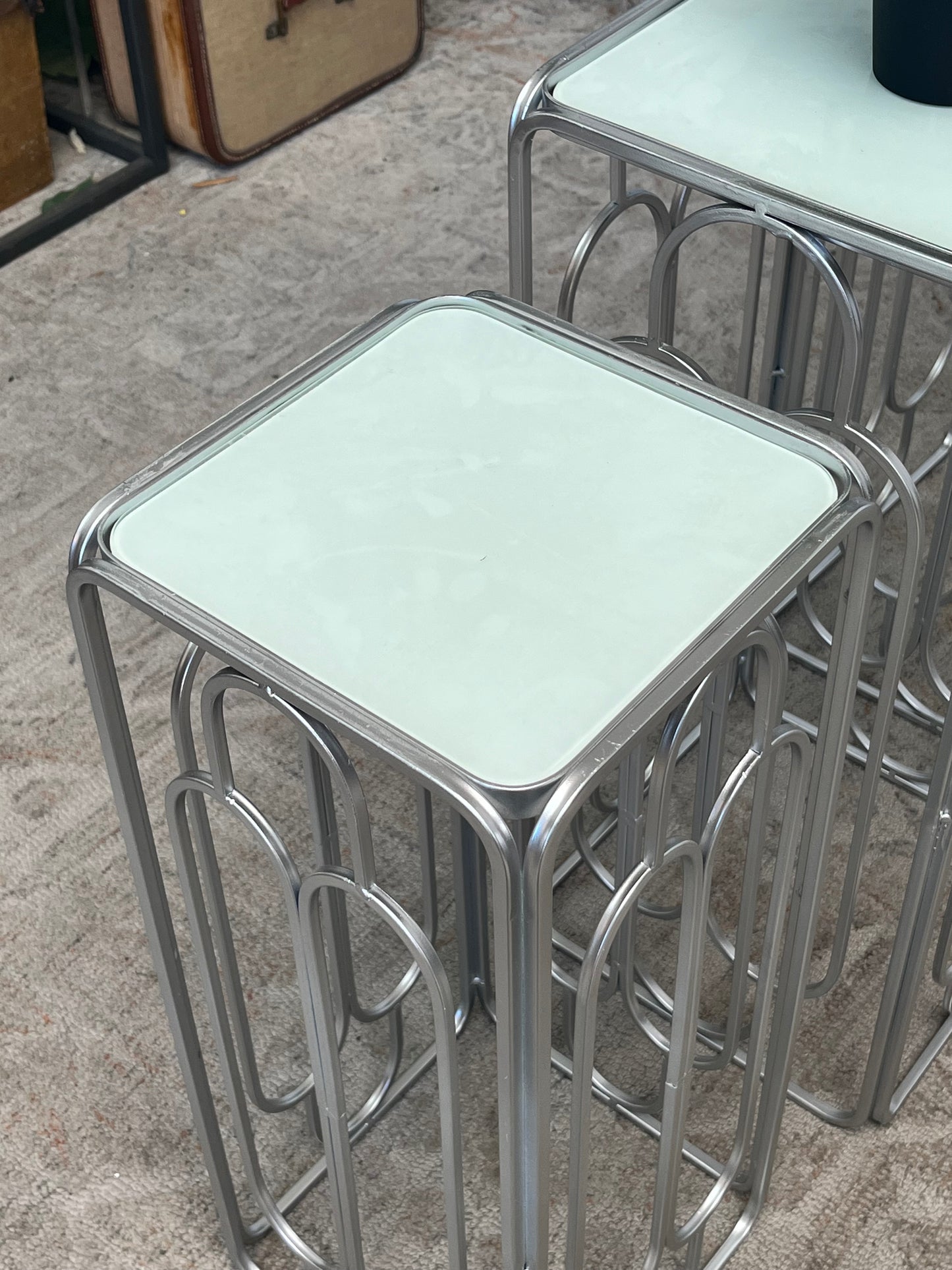 Modern Set Of 3 Metal Side Tables