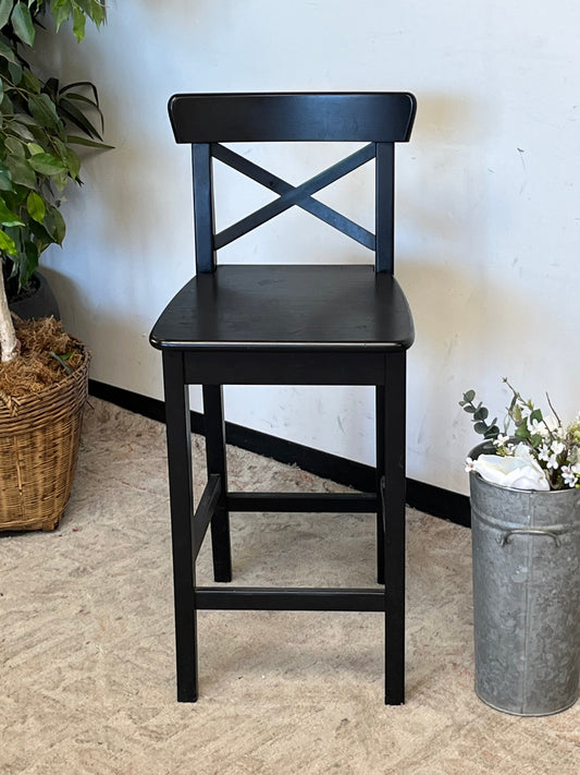 Black Wooden Barstool