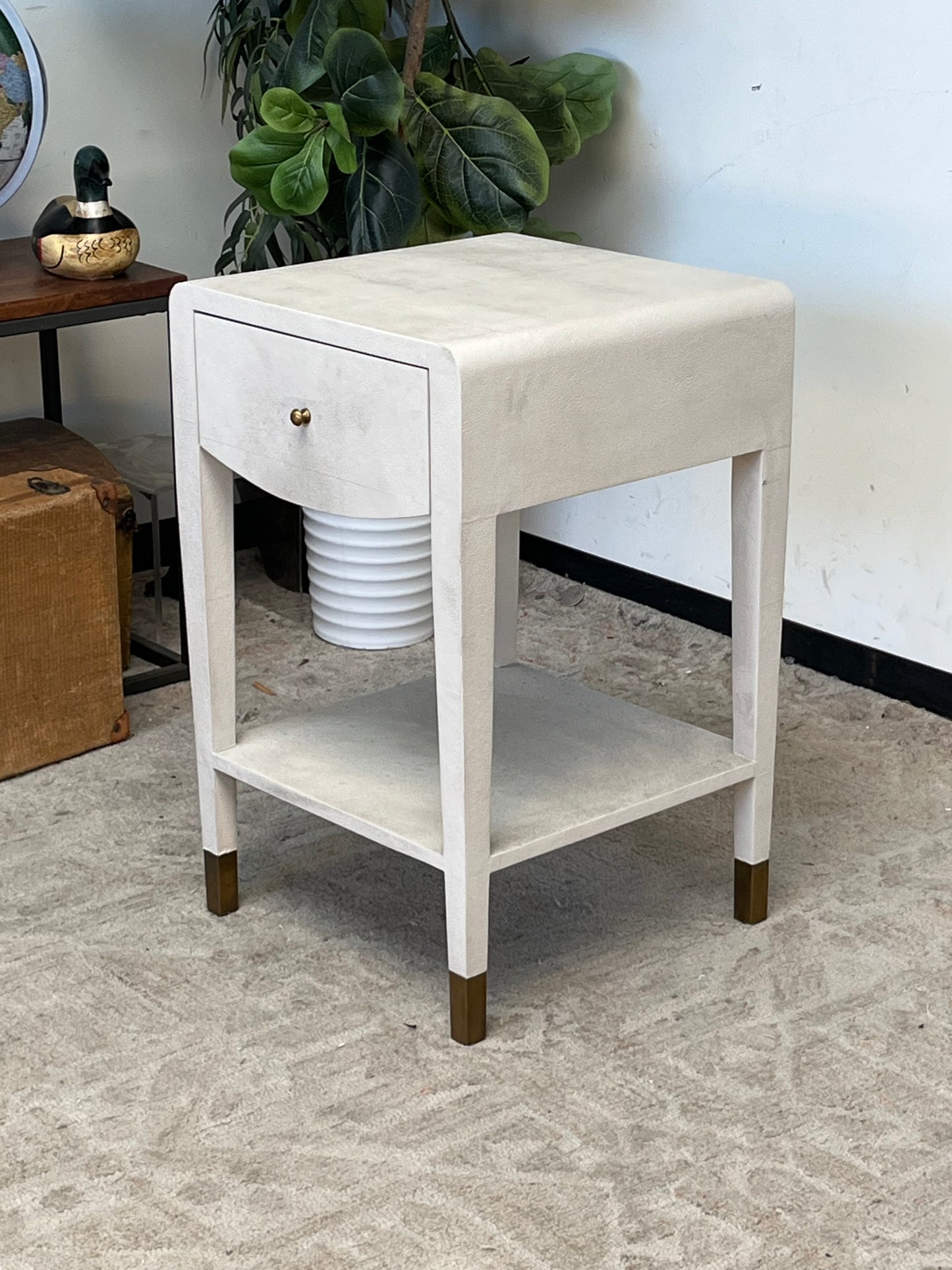 Modern Faux Raffia Nightstand