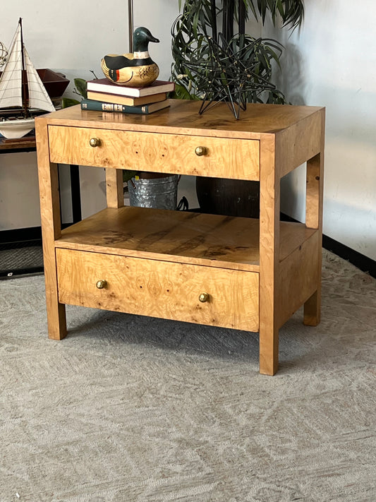 Burlwood Double Drawer End Table