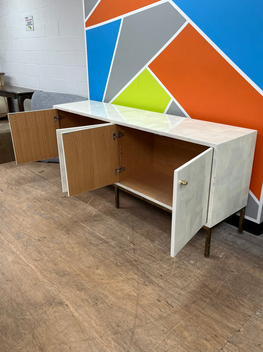 Modern White 4-Door Credenza
