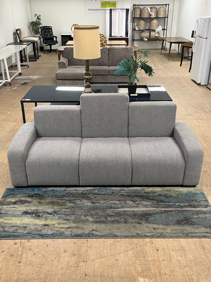 Modern Grey Fuzzy Linen Traditional Couch