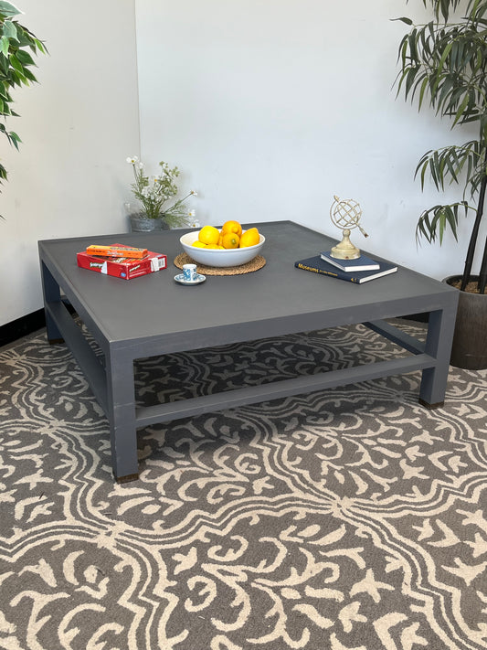 48" Faux Linen Gray Square Coffee Table