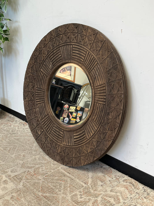 Bohemian Oval Wooden Mirror