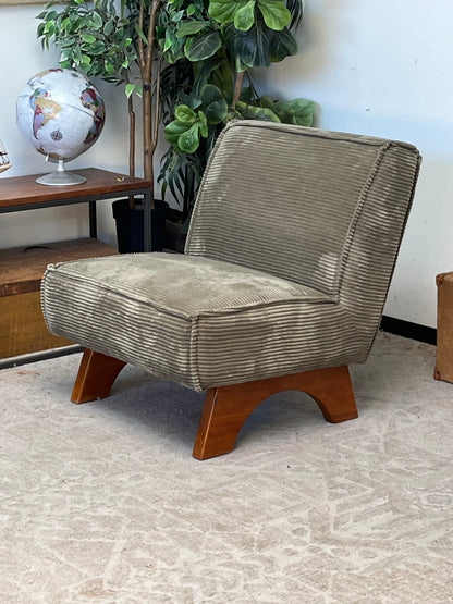 Modern Corduroy Style Green Armchair