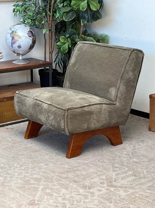 Modern Corduroy Style Green Armchair
