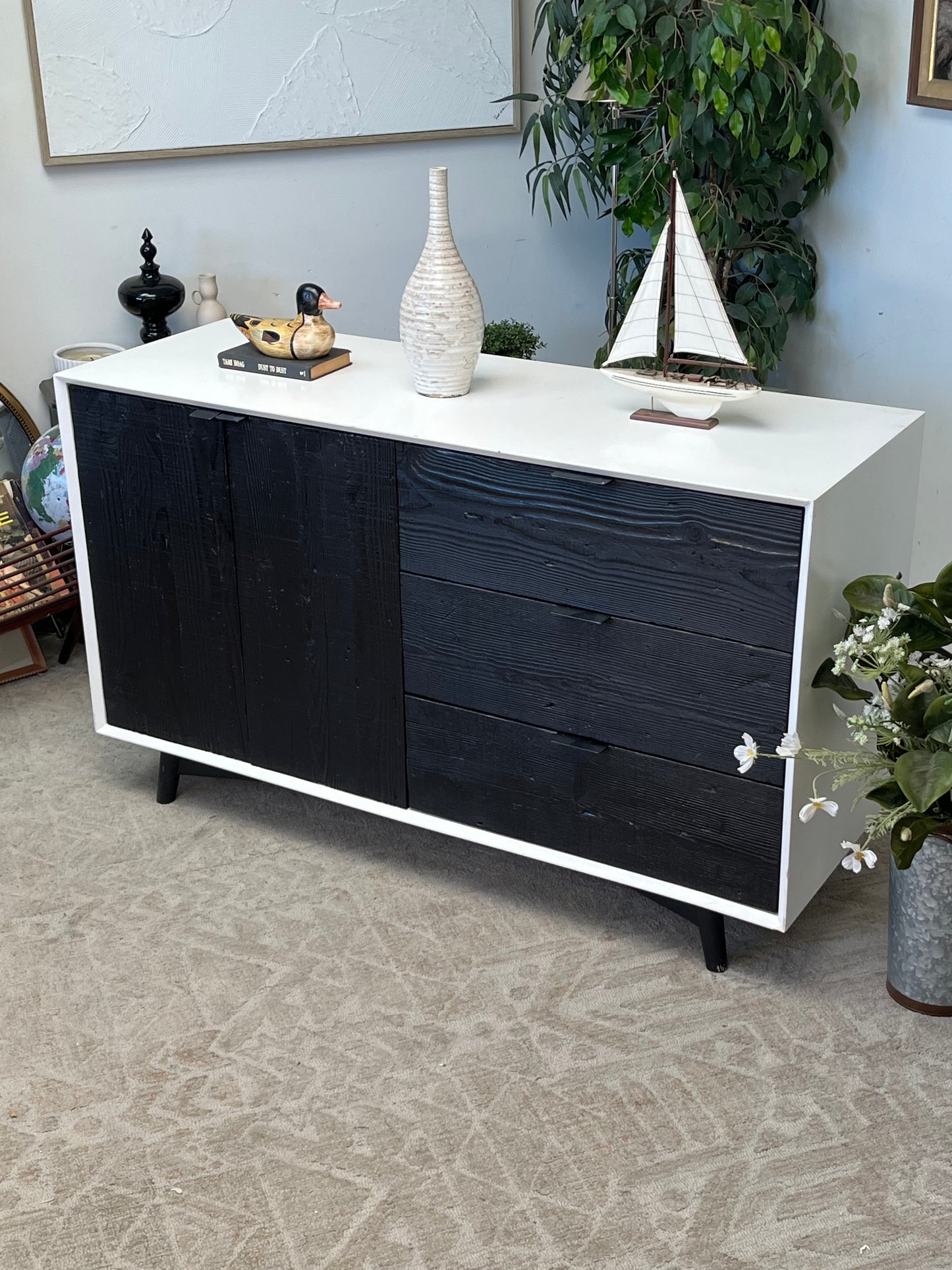 Modern 60" White Credenza