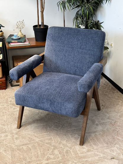 Blue Wooden Accent Chair
