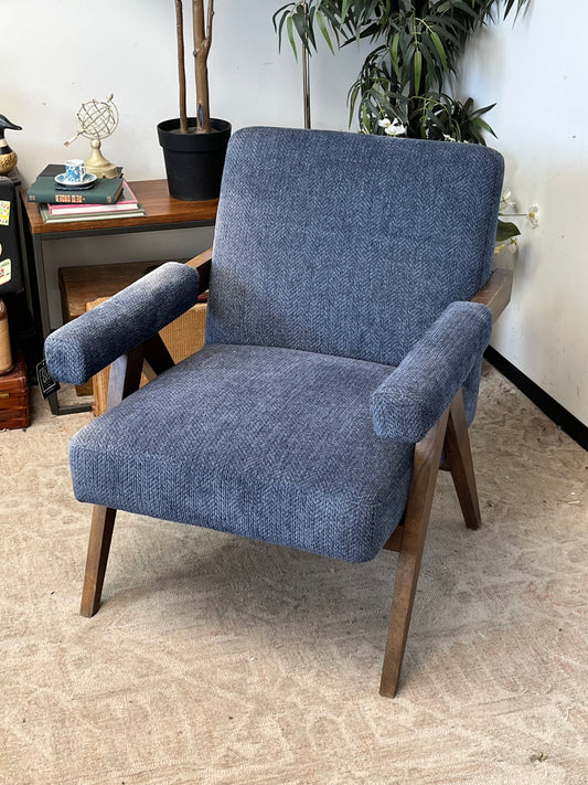 Blue Wooden Accent Chair