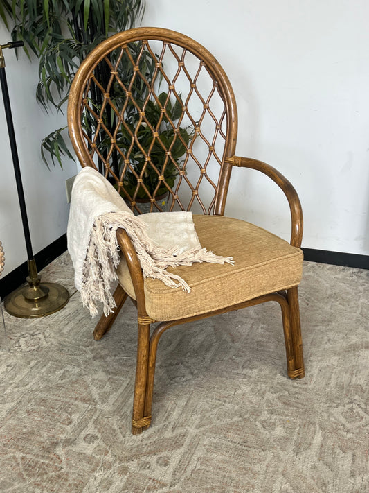 Bohemian Style Rattan Armchair With Cushion
