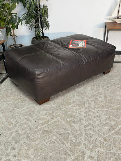 Bonded Leather Brown Ottoman