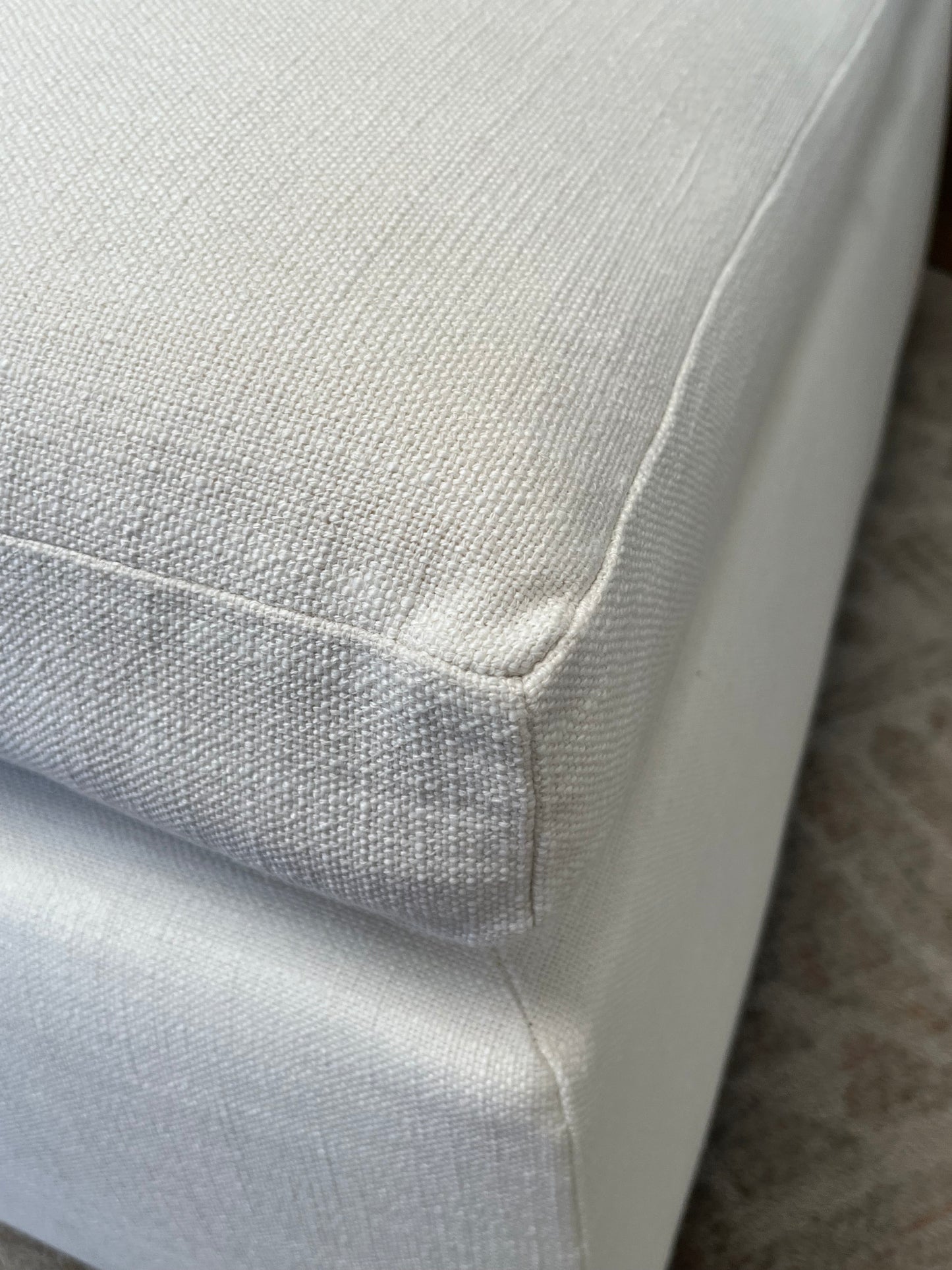 Modern White Linen Ottoman