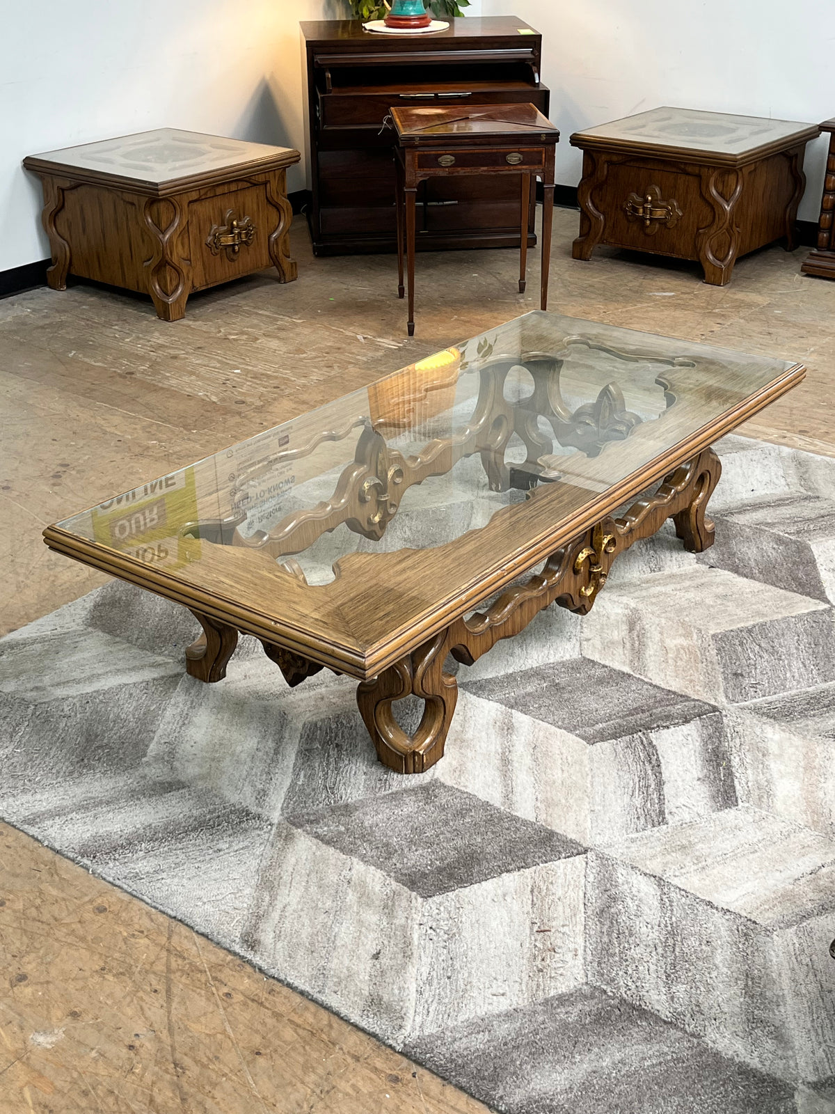 Vintage Wood-Carved Coffee Table