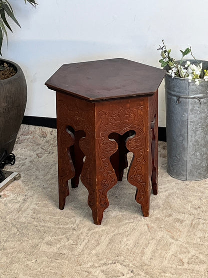 Vintage Wooden Hexagonal Stool