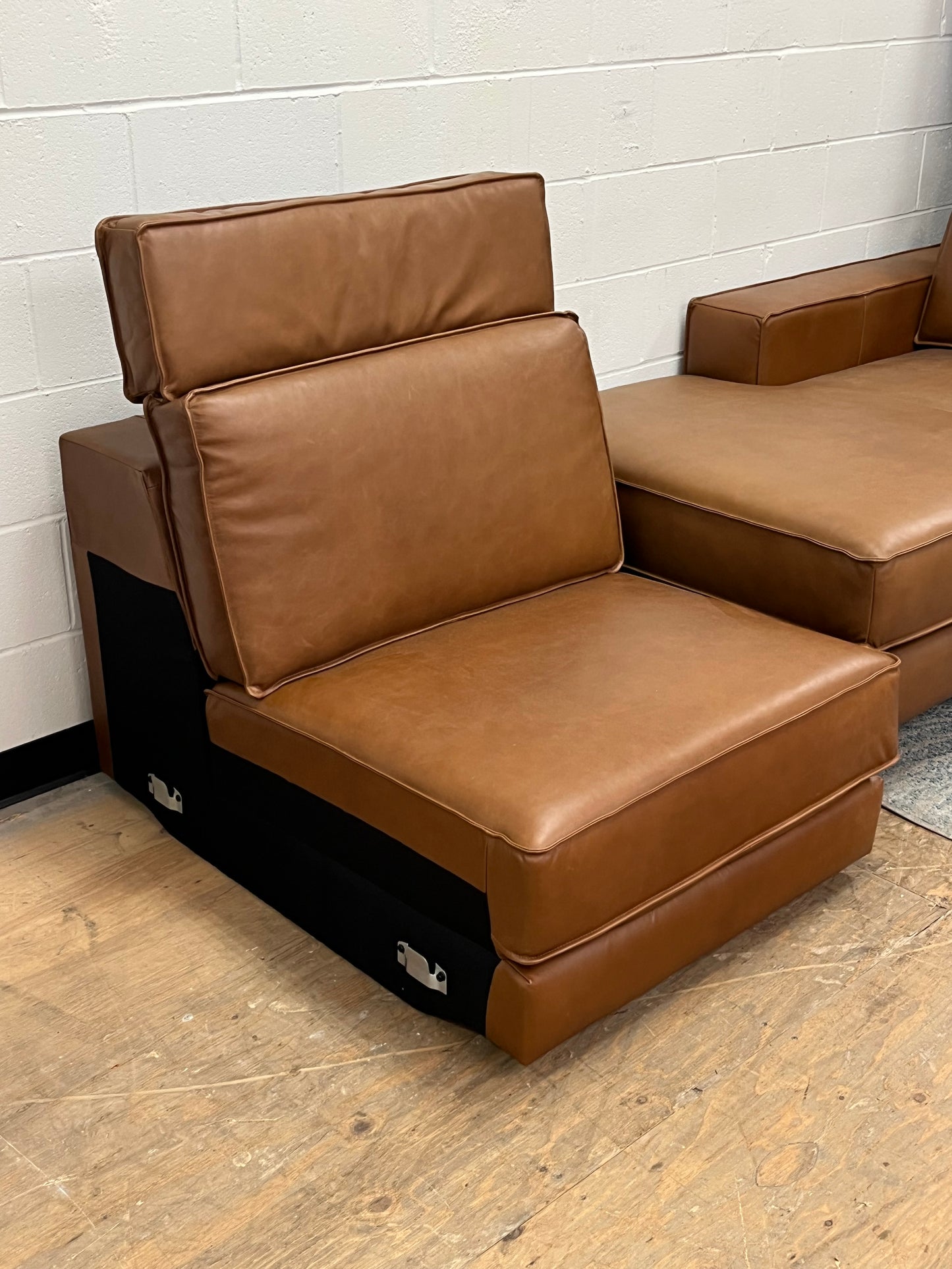 Brown Leather Armless Chair