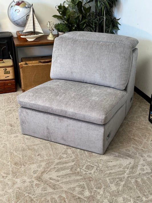 Armless Single Gray Linen Chair
