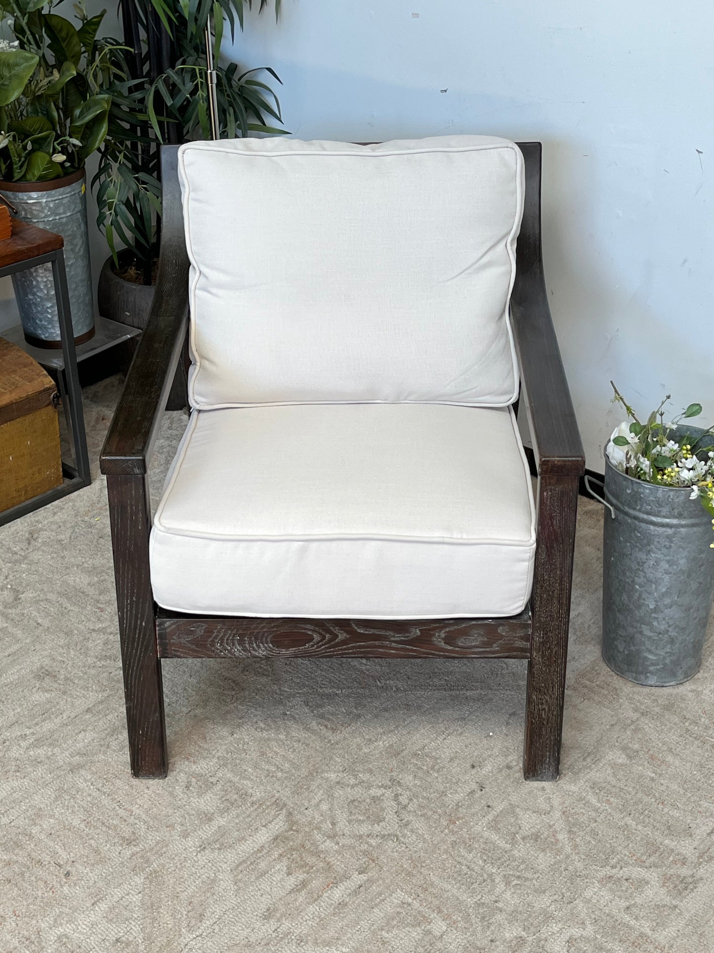 Modern Wooden Armchair with Cushions