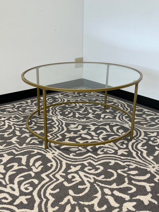 Glass & Gold Round Coffee Table