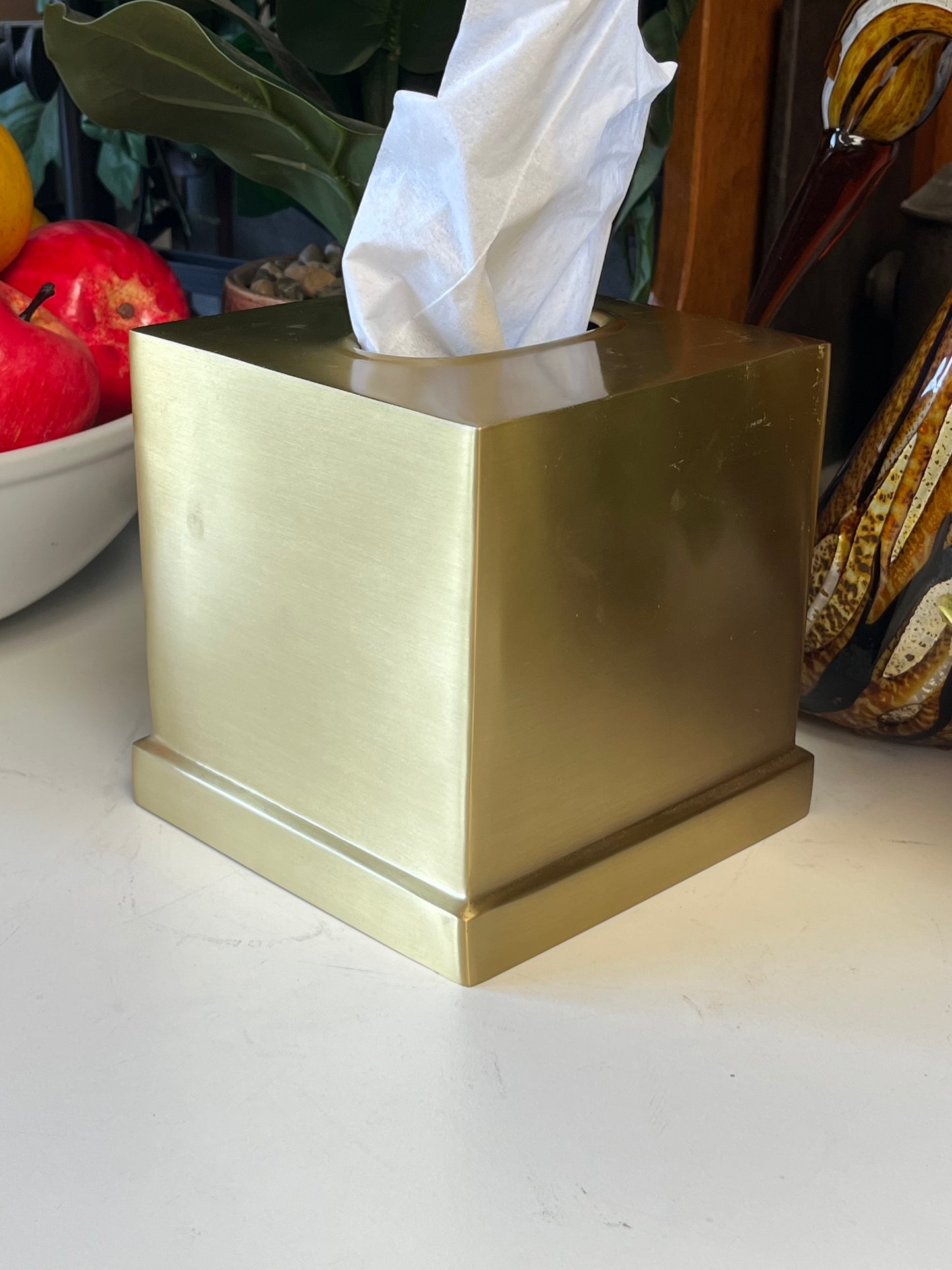 Brass Tone Tissue Box Holder