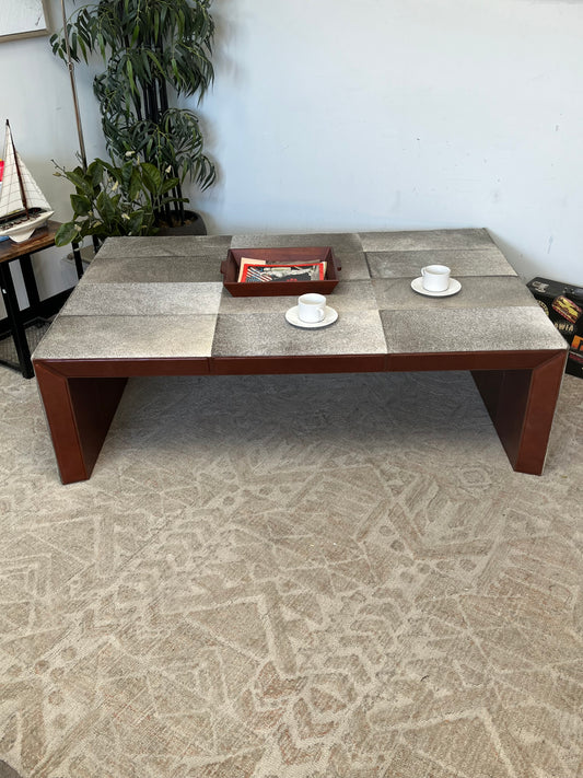 Mohair With Leather Coffee Table