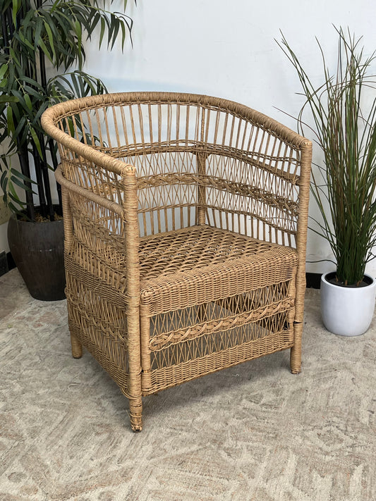 Bohemian Oval Back Poly Rattan Chair Without Cushion