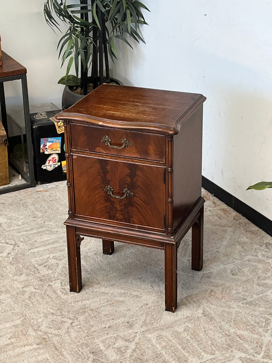 Antique 2-Drawer Wooden Nightstand