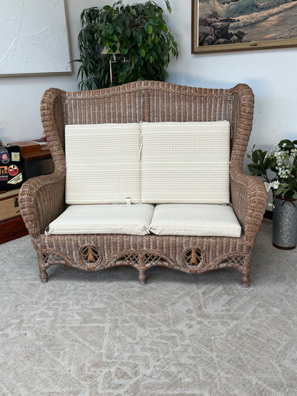 Outdoor Rattan Loveseat w/ Cushions