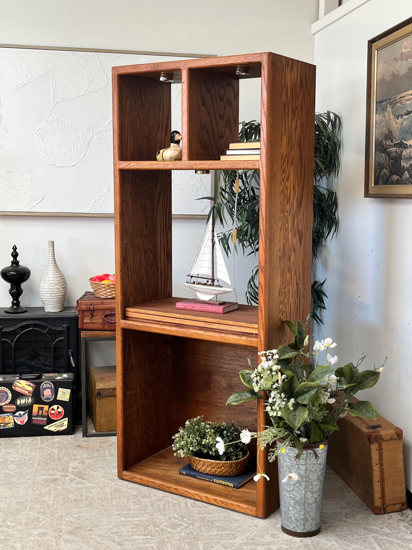Mid Century 72" Wooden Bookcase