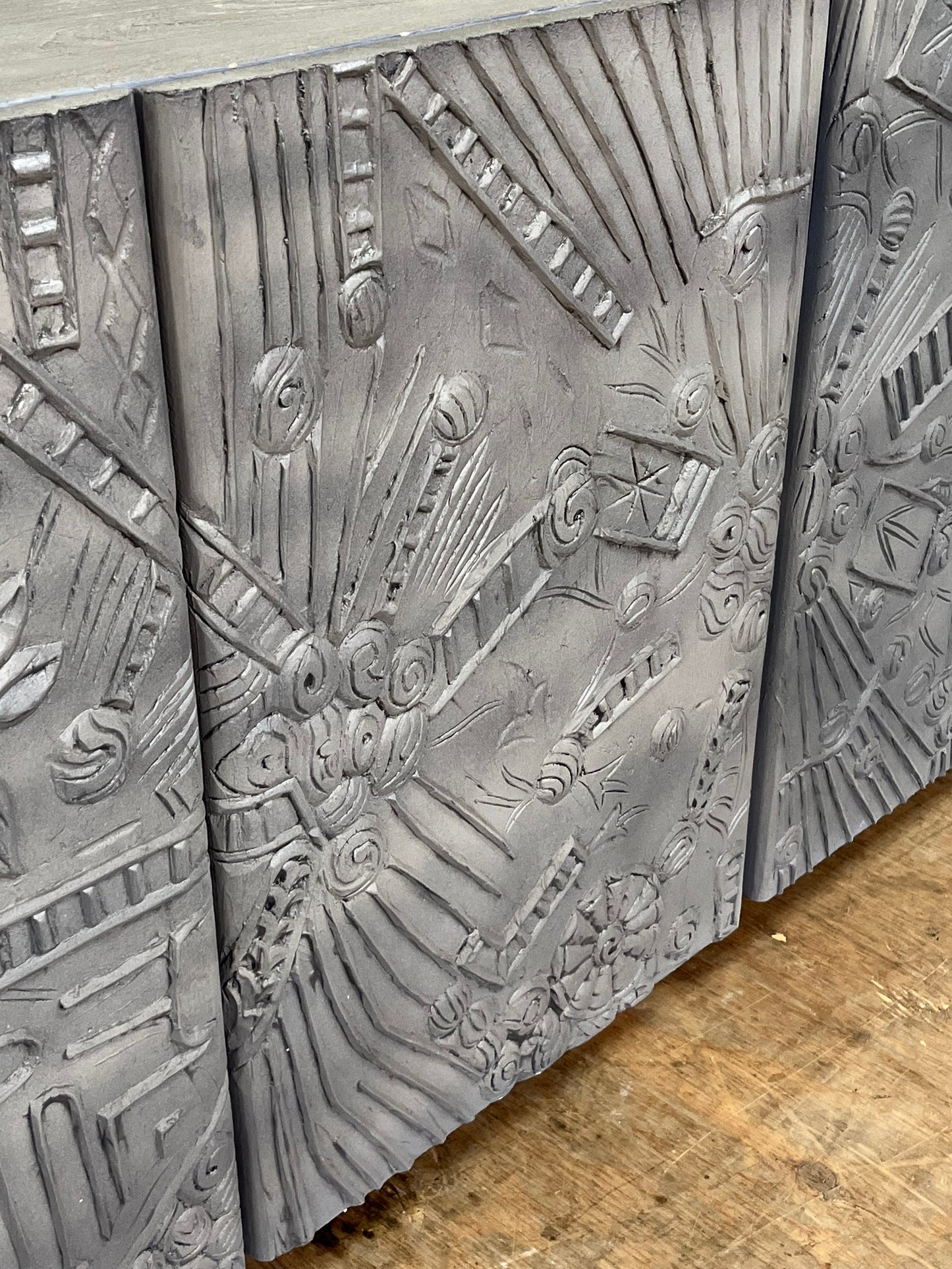 Artisan Style Wooden Grey Credenza