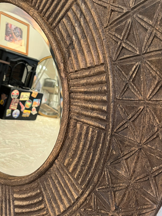 Bohemian Oval Wooden Mirror