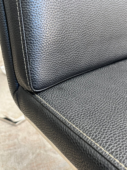 Black Faux Leather Armless Dining Chair Set of 2