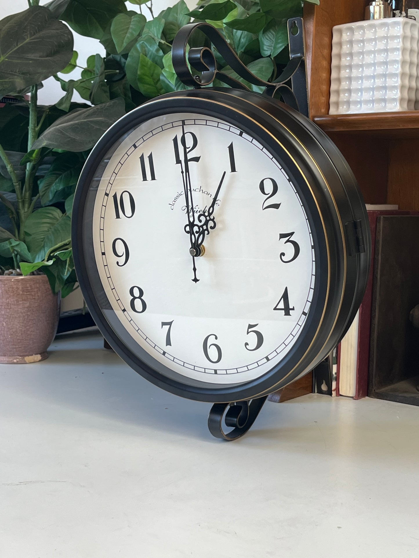Vintage Style Battery Powered Double Sided Wall Clock