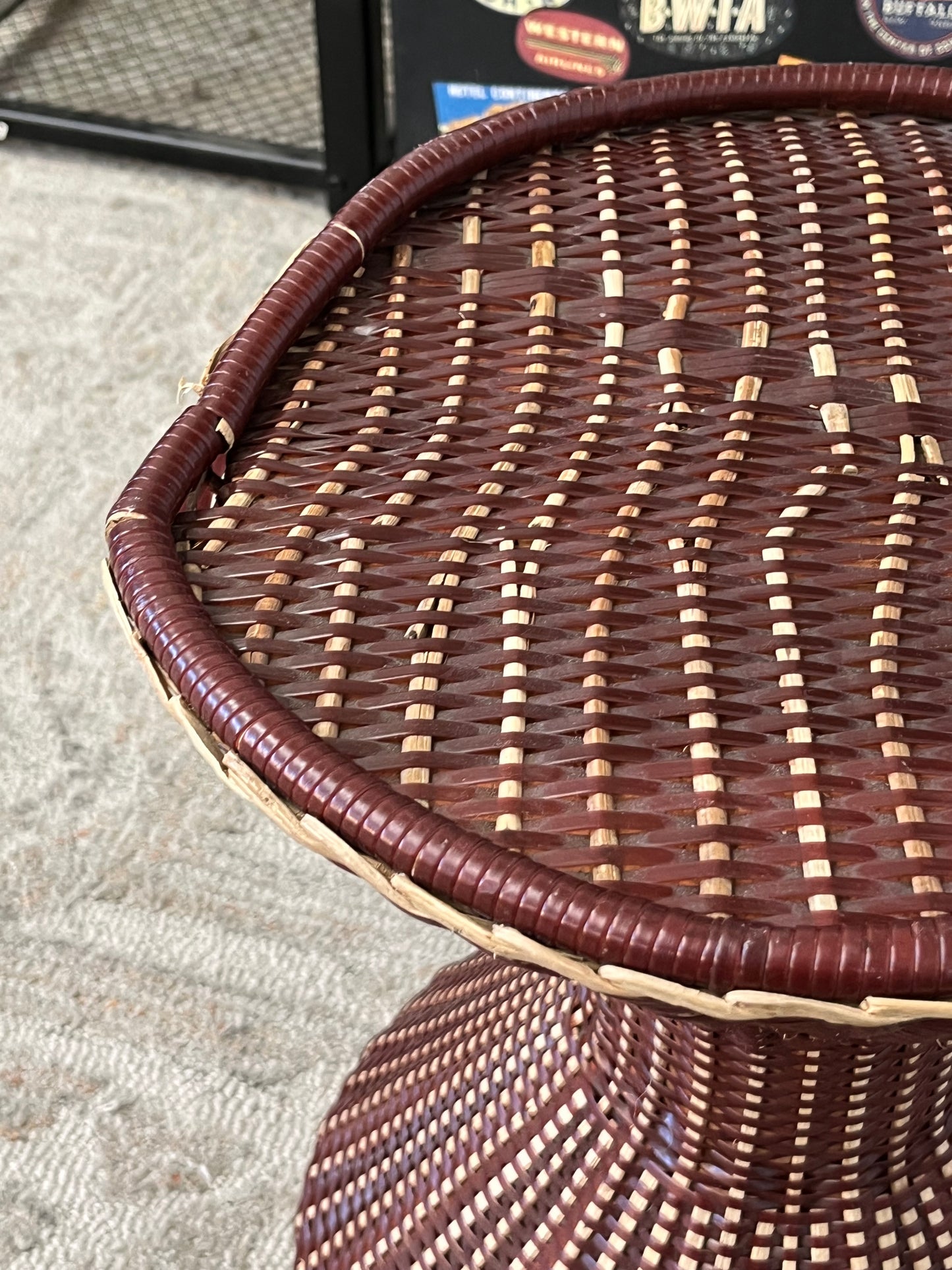 Woven Style Faux Rattan Hourglass Nightstand