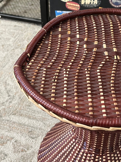 Woven Style Faux Rattan Hourglass Nightstand