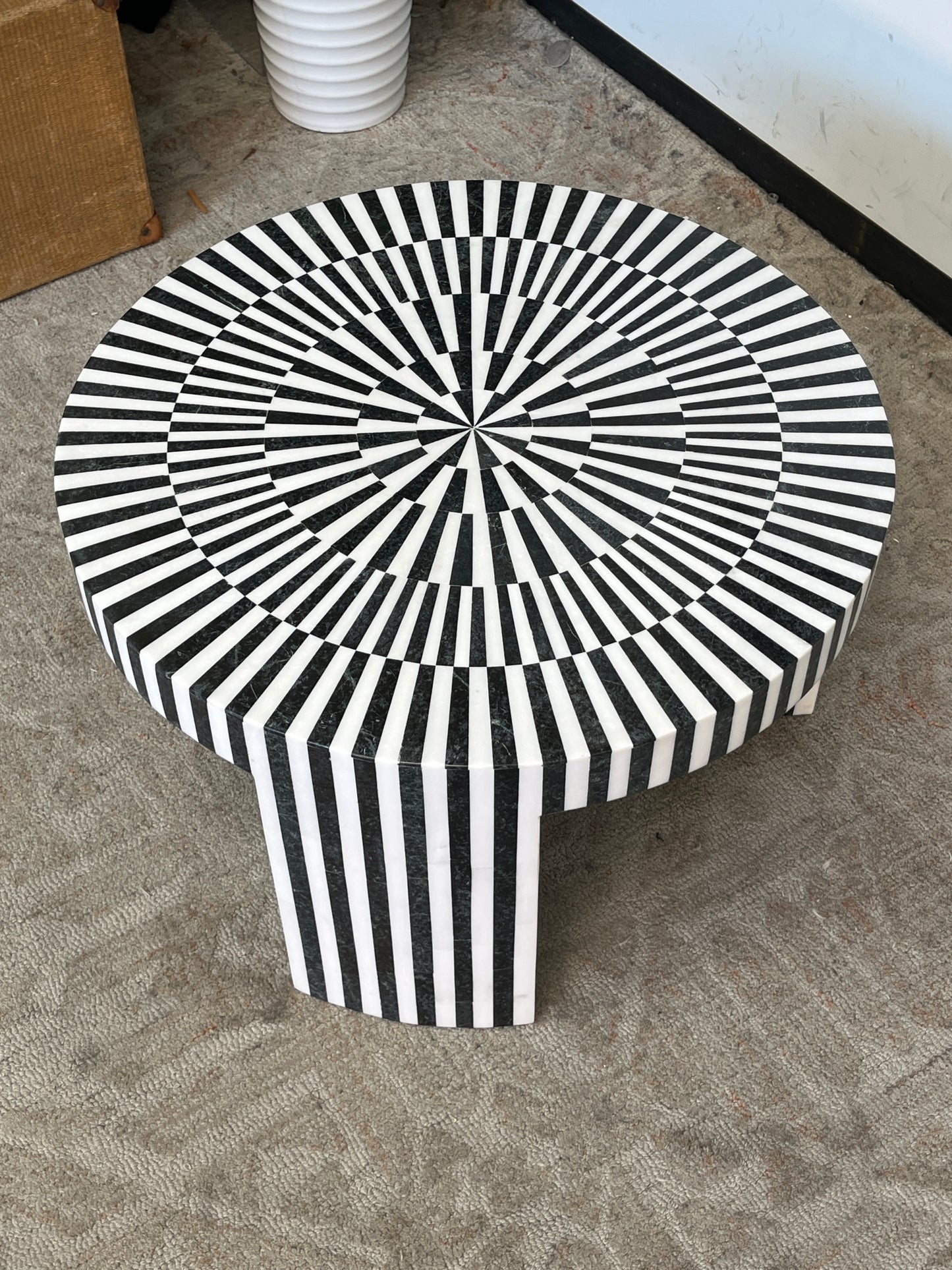 Round Striped Side Table