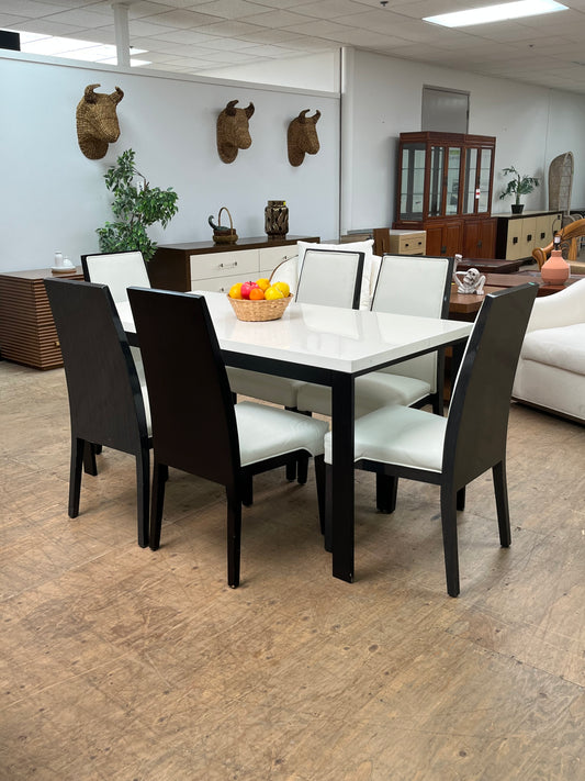 Modern Style White Dining Set With 6 Chairs