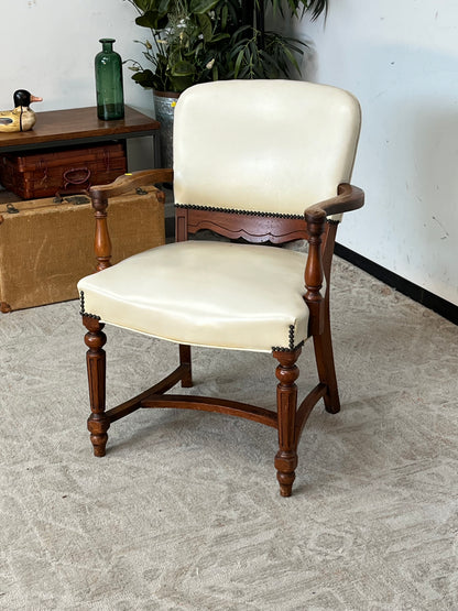 Vintage Nail-Head White Armchair