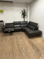 Living Spaces Leather Sectional Couch With Reclining Seat