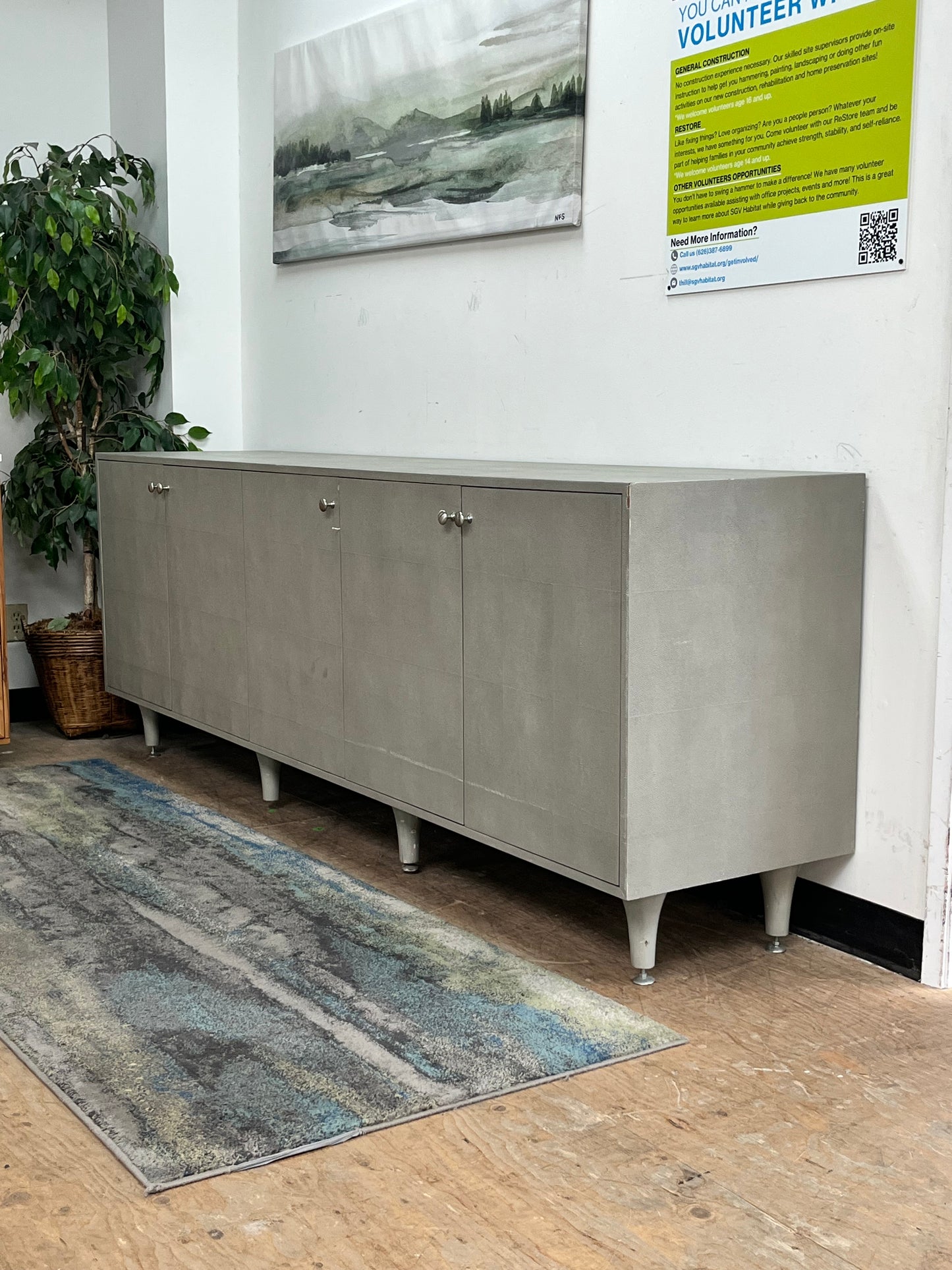 Modern Shagreen Grey Credenza