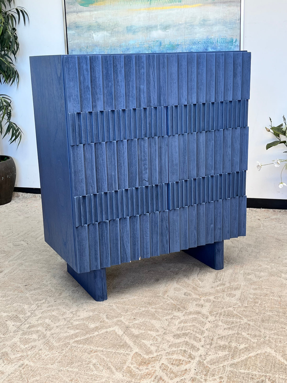 Mid Century Style Fluted Bar Cabinet
