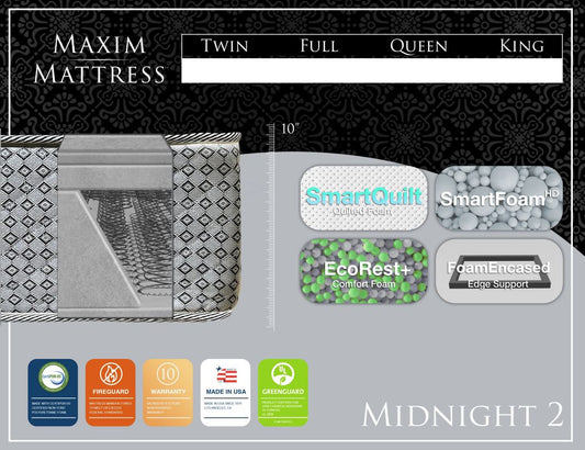 Maxim Mattress "Midnight 2" Firm Mattress