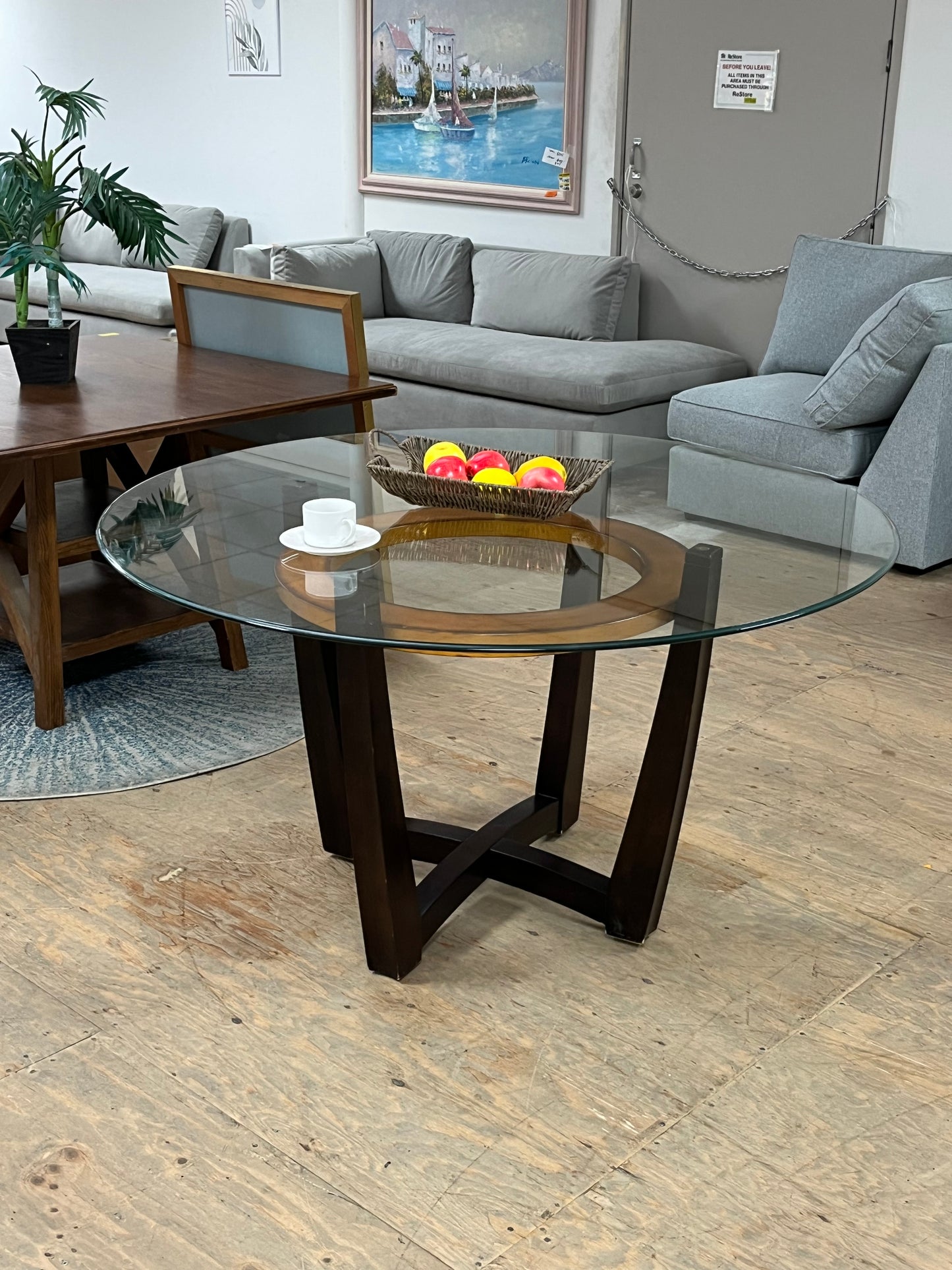 Modern Glass Top Round Dining Table