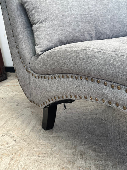 Modern Nailhead Grey Lounge Chaise