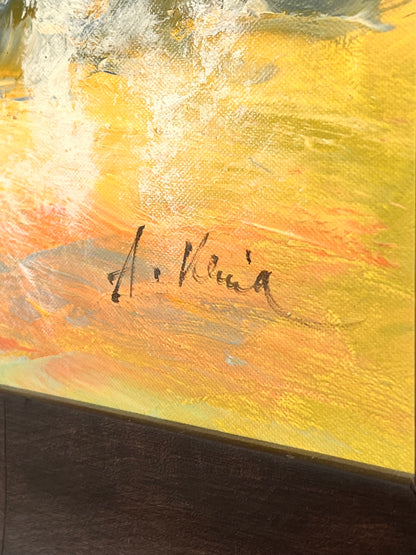 Anthony Veccio Signed Horse Race Painting
