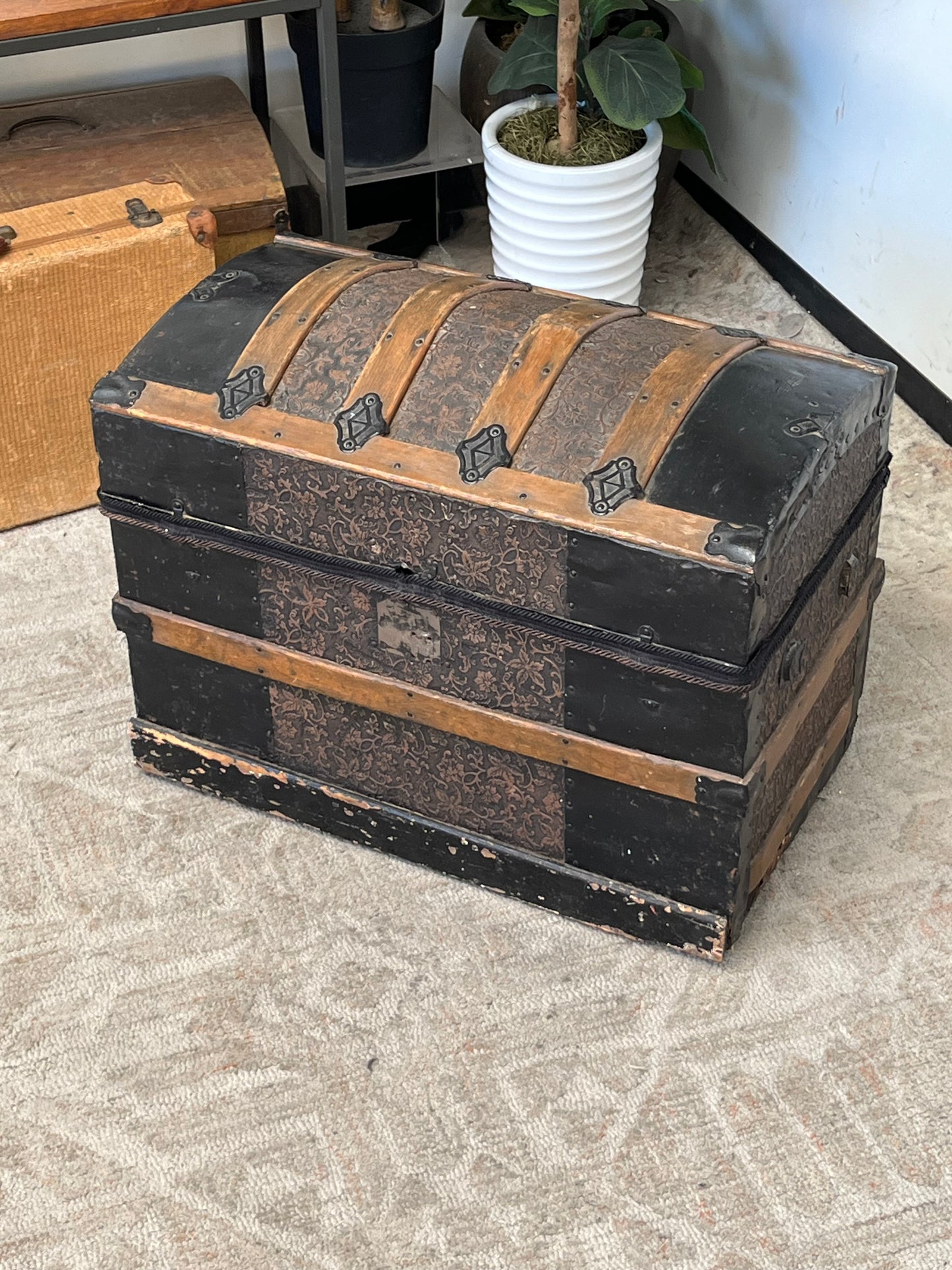 Antique Style Wooden Black Chest