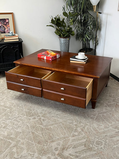 Ethan Allen Style Coffee Table With 2-Drawers