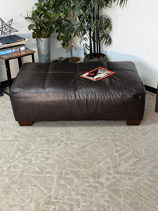 Bonded Leather Brown Ottoman