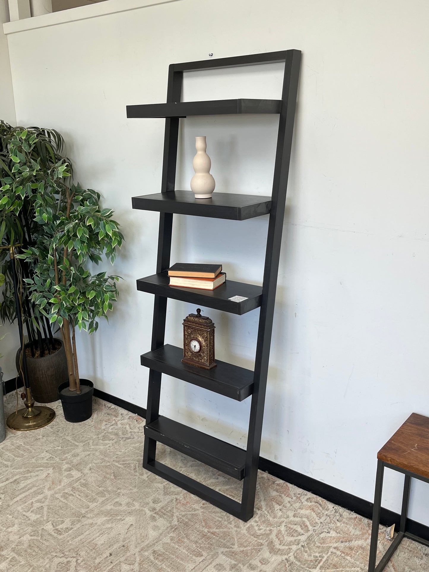 Crate & Barrel Ladder 5-Shelf Black Bookcase